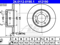 Disc frana NISSAN NV400 caroserie (2011 - 2020) ATE 24.0112-0190.1