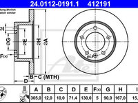 Disc frana NISSAN NV400 platou / sasiu (2011 - 2016) ATE 24.0112-0191.1