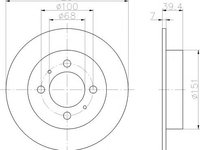 Disc frana NISSAN NX/NXR (B13), NISSAN SABRE III hatchback (N14), NISSAN PULSAR III hatchback (N14) - MINTEX MDC1007