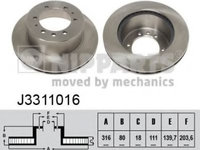 Disc frana NISSAN PATROL GR Mk II autoturism de teren, inchis (Y61) (1997 - 2016) NIPPARTS J3311016