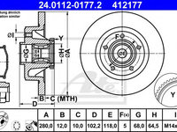 Disc frana NISSAN PRIMASTAR Van (X83) (2001 - 2020) ATE 24.0112-0177.2