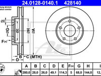 Disc frana NISSAN PRIMERA Traveller (WP12) (2002 - 2016) ATE 24.0128-0140.1