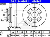 Disc frana NISSAN PULSAR hatchback (C13) (2012 - 2016) ATE 24.0124-0247.1