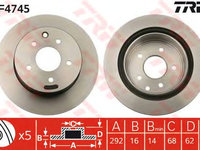 Disc frana NISSAN VANETTE caroserie (C120) - OEM - TRW: DF4745 - Cod intern: W02306857 - LIVRARE DIN STOC in 24 ore!!!