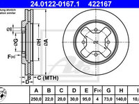 Disc frana NISSAN VANETTE caroserie (C22) (1986 - 1995) ATE 24.0122-0167.1