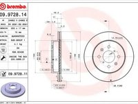 Disc frana OPEL AGILA (A) (H00) (2000 - 2007) BREMBO 09.9728.11 piesa NOUA