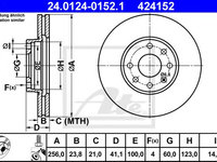 Disc frana OPEL ASTRA G Cabriolet (F67) (2001 - 2005) ATE 24.0124-0152.1