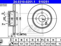 Disc frana OPEL ASTRA G Cabriolet (F67) (2001 - 2005) ATE 24.0310-0251.1 piesa NOUA