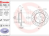 Disc frana OPEL ASTRA G Limuzina (F69) (1998 - 2009) BREMBO 08.7626.1X piesa NOUA