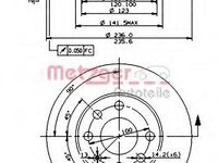 Disc frana OPEL COMBO (71_), OPEL KADETT D (31_-34_, 41_-44_), OPEL KADETT E hatchback (33_, 34_, 43_, 44_) - METZGER 20238 E