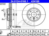 Disc frana OPEL COMBO Tour (2001 - 2016) ATE 24.0124-0166.1