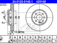 Disc frana OPEL COMBO Tour (2001 - 2016) ATE 24.0125-0148.1