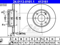 Disc frana OPEL CORSA A caroserie (1986 - 1994) ATE 24.0113-0161.1