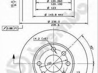 Disc frana OPEL KADETT D (31_-34_, 41_-44_), OPEL MONZA E (39_, 49_), OPEL KADETT E Cabriolet (43B_) - BREMBO 08.4250.14