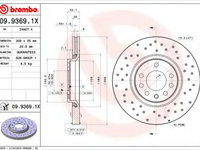 Disc frana OPEL MERIVA (2003 - 2010) BREMBO 09.9369.1X piesa NOUA