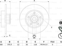 Disc frana OPEL VIVARO caroserie F7 BOSCH 0 986 479 271