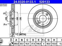 Disc frana PEUGEOT 206 CC (2D) (2000 - 2016) ATE 24.0320-0133.1 piesa NOUA