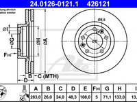 Disc frana PEUGEOT 407 (6D_) (2004 - 2020) ATE 24.0126-0121.1