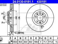 Disc frana PEUGEOT 407 SW (6E_) (2004 - 2016) ATE 24.0130-0181.1