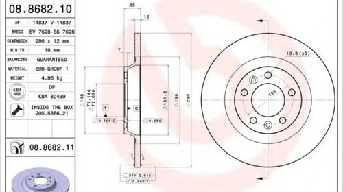 Disc frana PEUGEOT 508 SW (2010 - 2016) BREMB