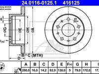 Disc frana PEUGEOT BOXER platou / sasiu (2006 - 2016) ATE 24.0116-0125.1 piesa NOUA