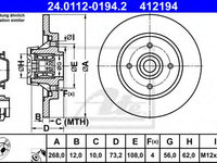 Disc frana PEUGEOT PARTNER platou / sasiu (2009 - 2016) ATE 24.0112-0194.2