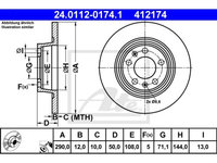 Disc frana Peugeot Peugeot 407, 10.2005-, ATE