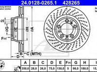 Disc frana PORSCHE 911 (997) (2004 - 2012) ATE 24.0128-0265.1