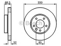 Disc frana PORSCHE CAYENNE (955), VW TOUAREG (7LA, 7L6, 7L7), VW TOUAREG (7P5) - BOSCH 0 986 479 248