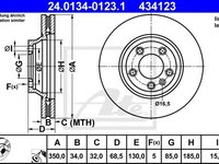 Disc frana PORSCHE CAYENNE (9PA, 955) (2002 - 2010) ATE 24.0134-0123.1 piesa NOUA