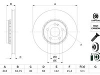 Disc frana punte fata (0986479G34 BOSCH) MERCEDES-BENZ