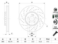 Disc frana punte fata (0986479G38 BOSCH) MERCEDES-BENZ