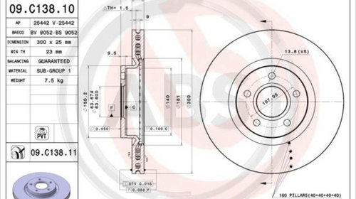 Disc frana punte fata (09C13811 ABS) VOLVO