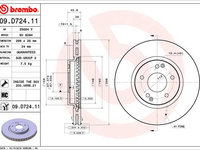 Disc frana punte fata (09D72411 BREMBO) SSANGYONG