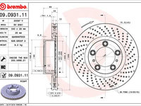 Disc frana punte fata (09D93111 BREMBO) PORSCHE