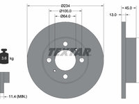 Disc frana punte fata (92089300 TEXTAR) MITSUBISHI,PROTON