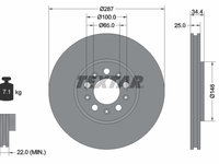 Disc frana punte fata (92106603 TEXTAR) AUDI,SEAT,SKODA,SKODA (SVW),VW,VW (FAW),VW (SVW)