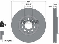 Disc frana punte fata (92145003 TEXTAR) ALFA ROMEO,FIAT (GAC),JEEP (GAC FCA)