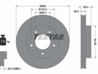 Disc frana punte fata (92203203 TEXTAR) DAEWOO,ROEWE (SAIC),SSANGYONG