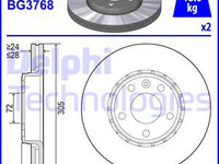 Disc frana punte fata (BG3768 DELPHI) NISSAN,OPEL,RENAULT,VAUXHALL