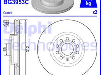 Disc frana punte fata (BG3953C DELPHI) AUDI,AUDI (FAW),CUPRA,MAZDA (CHANGAN),SEAT,SKODA,SKODA (SVW),VW,VW (FAW),VW (SVW)