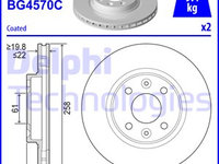 Disc frana punte fata (BG4570C DELPHI) Citroen,DACIA,RENAULT,SMART