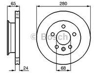 Disc frana punte fata ventilat VW T4 2,4/2,5D 90-96 280X24 - Cod intern: W20270584 - LIVRARE DIN STOC in 24 ore!!!