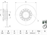 Disc frana puntea spate (0986479F62 BOSCH) FORD