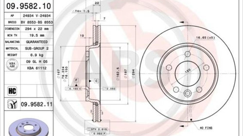 Disc frana puntea spate (09958211 ABS) VW