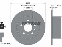 Disc frana puntea spate (92066300 TEXTAR) HOLDEN,OPEL,VAUXHALL