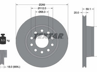 Disc frana puntea spate (92068400 TEXTAR) AUDI