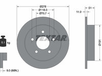 Disc frana puntea spate (92099800 TEXTAR) BUICK,BUICK (SGM),CHEVROLET,HONDA (GAC),HYUNDAI (BEIJING),MAZDA (CHANGAN),OLDSMOBILE,OPEL,PONTIAC,VAUXHALL