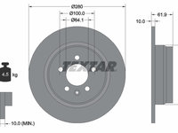 Disc frana puntea spate (92103500 TEXTAR) CHANGAN,MG,MG (NANJING),MG (SAIC),ROEWE (SAIC),ROVER