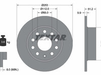 Disc frana puntea spate (92120903 TEXTAR) AUDI,SEAT,SKODA,SKODA (SVW),VW,VW (FAW),VW (SVW)